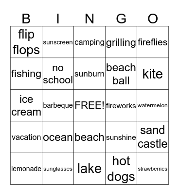 Summer Bingo Card