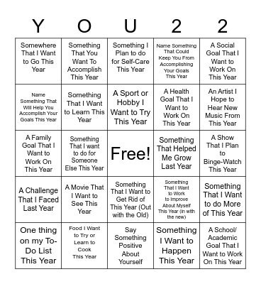 New You in 2022 Bingo Card