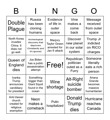 2022 Bingo Card