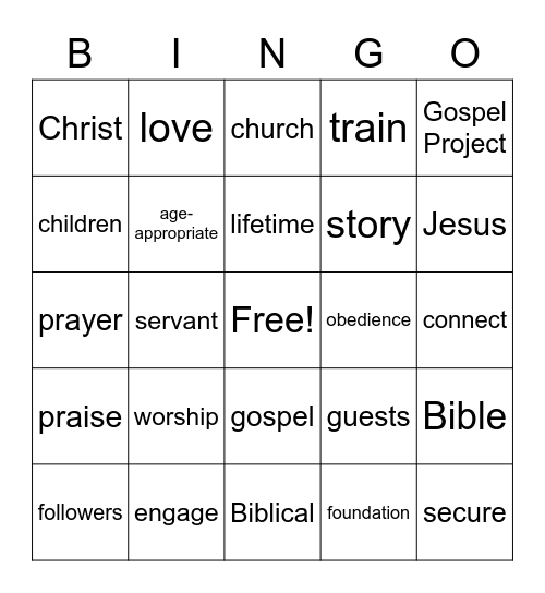 KidLife Bingo Card