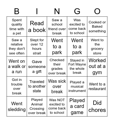 Find a Friend who... Bingo Card