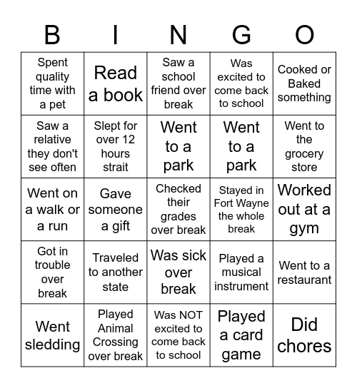 Find a Friend who... Bingo Card