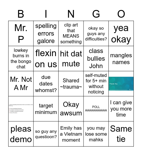 Jahn Bongo Bingo Card