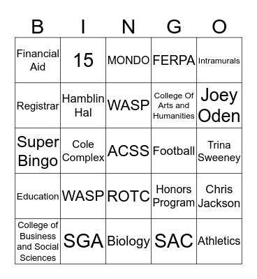 NEW STUDENT ORIENTATION Bingo Card