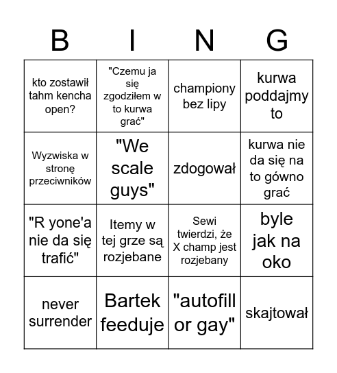 Boombox Bingo Card