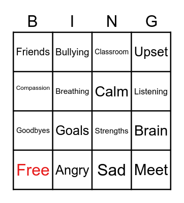 Social- Emotional Bingo Card