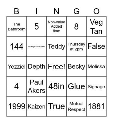 SLC Bingo Card