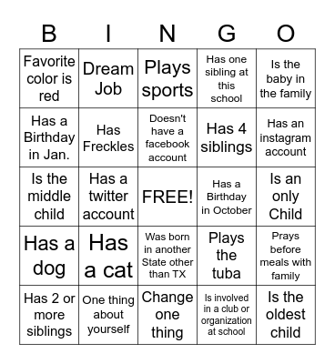 Ice-Breaker Bingo Card