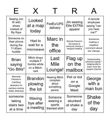 EXTRA Bingo Card