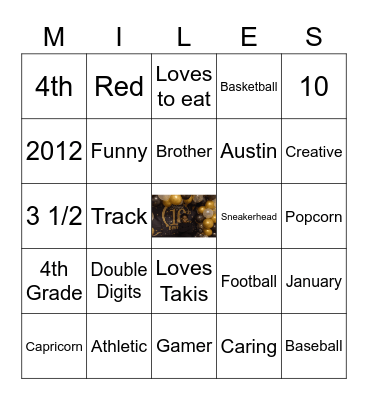Miles Jennings Bingo Card