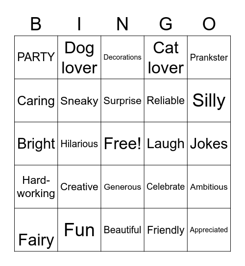 FUN FAIRY Bingo Card