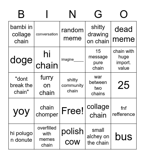 #dont-break-the-chain-3 bingo Card