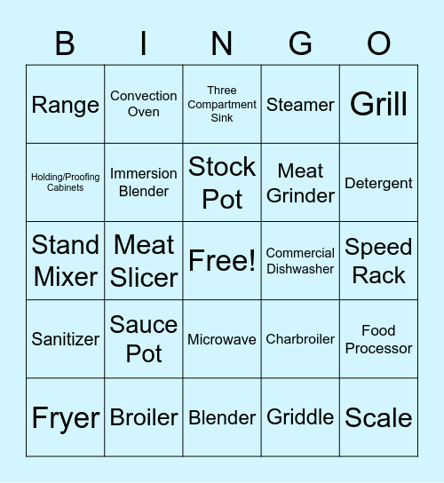 Culinary Choice Board Bingo Card