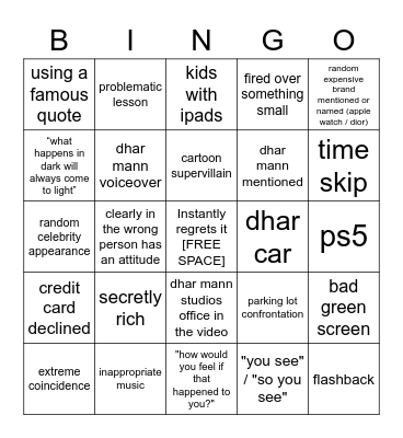 Dhar Mann Bingo v2 Bingo Card