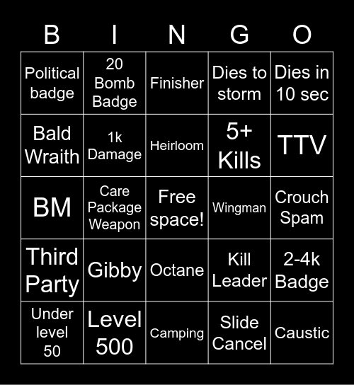 APEX BINGO!!!! Bingo Card