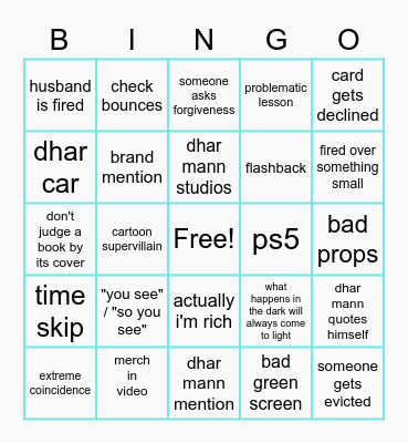 Dhar Mann Bingo Card