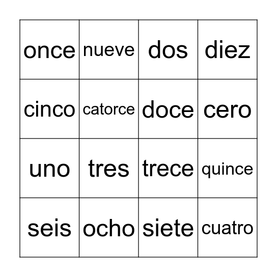 0-15 Bingo! Bingo Card