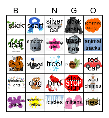 Winter Scavenger Hunt Bingo Card