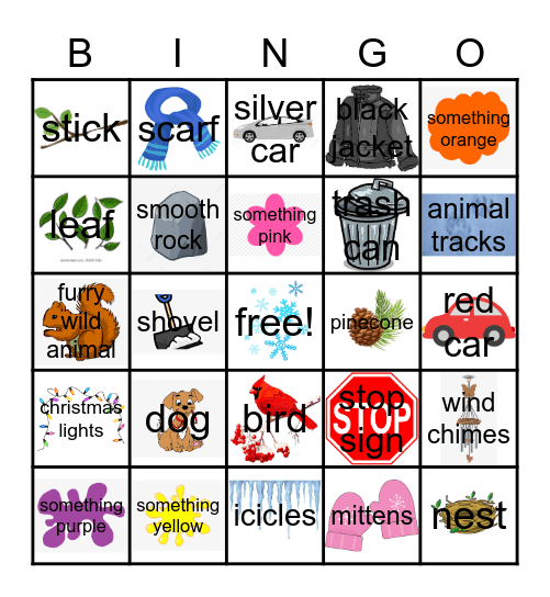 Winter Scavenger Hunt Bingo Card