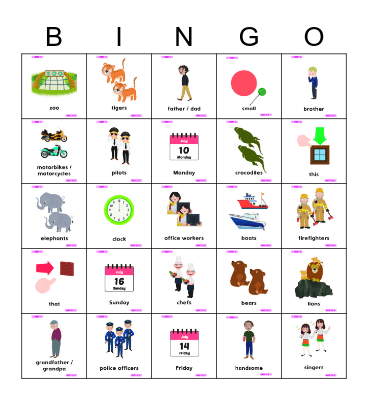 Vocabulary Bingo Card