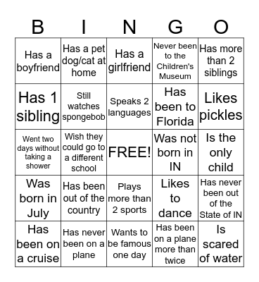 DID YOU KNOW? Bingo Card