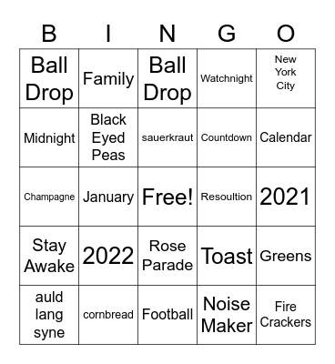 NEW YEAR 2022 Bingo Card