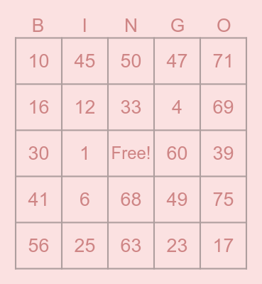 Bingo Card