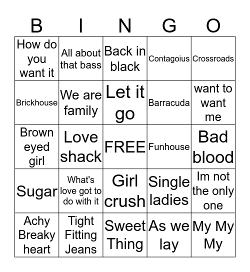 DJ Bingo! Bingo Card