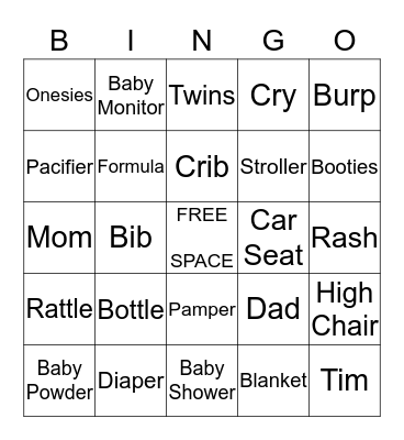 Sinkfield Baby Bingo Card