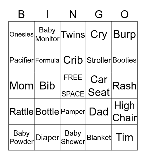 Sinkfield Baby Bingo Card