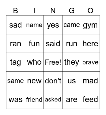 Level 4 Voc. Lists 1-3 Bingo Card