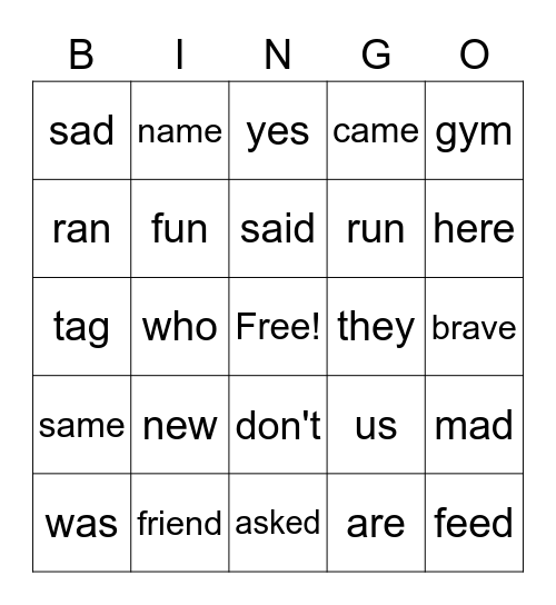 Level 4 Voc. Lists 1-3 Bingo Card