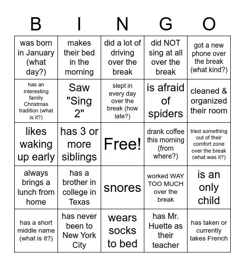 Find a person who..... Bingo Card