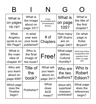 TEXTBOOK SCAVENGER HUNT Bingo Card