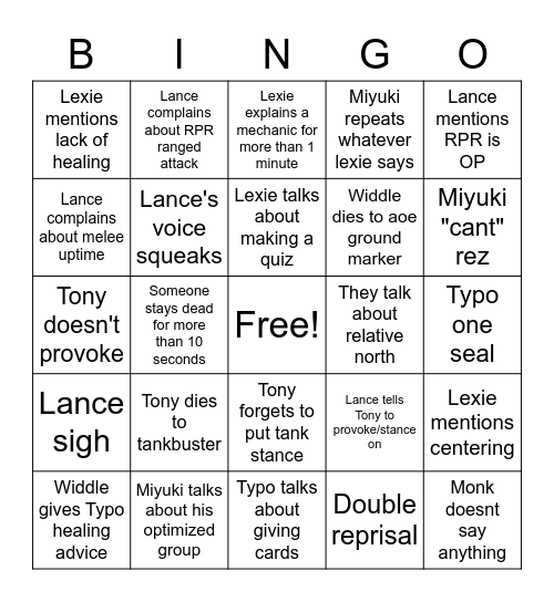 No Sleep Savage Raid Bingo Card