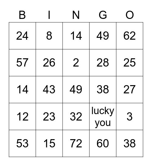 Omar's Fun Bingo Card