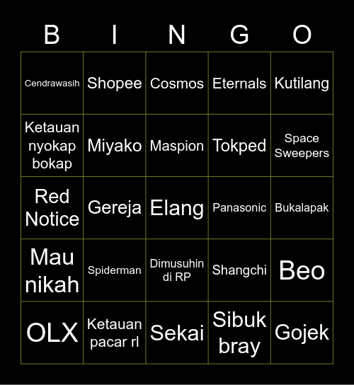 Jay Bingo Card