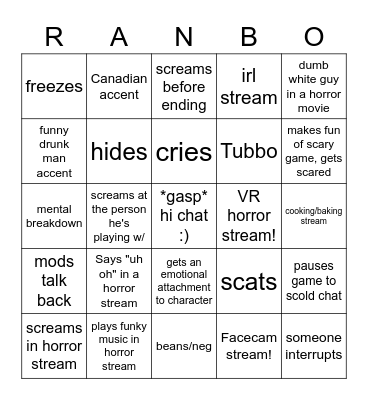 Ranboo stream bingo Card