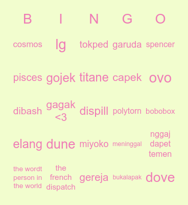 jn Bingo Card