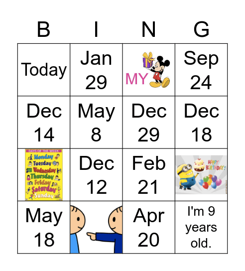 CME K2 U3 妹妹的生日 Bingo Card
