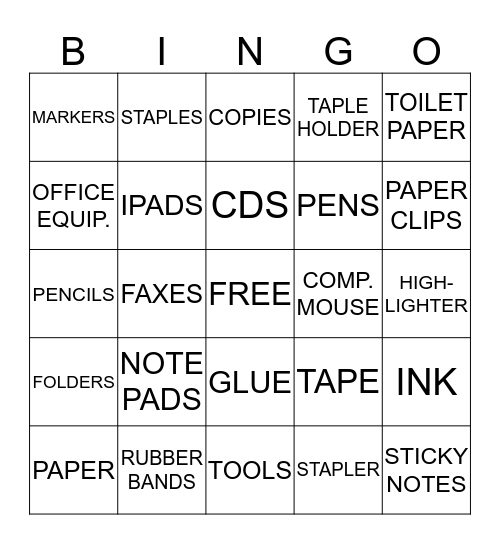 Office Supplies Workers Take Bingo Card