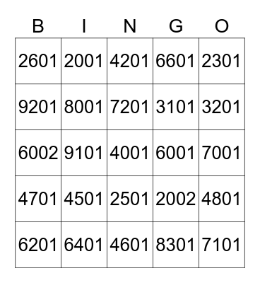 Call sign bingo Card