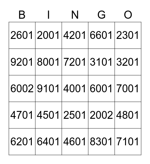 Call sign bingo Card