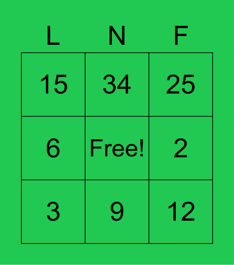 Lucky Numbers Flyer Bingo Card