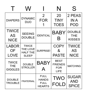 Twins Bingo Card