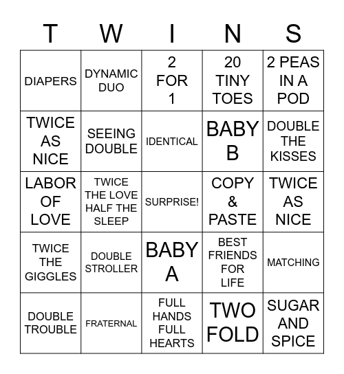 Twins Bingo Card