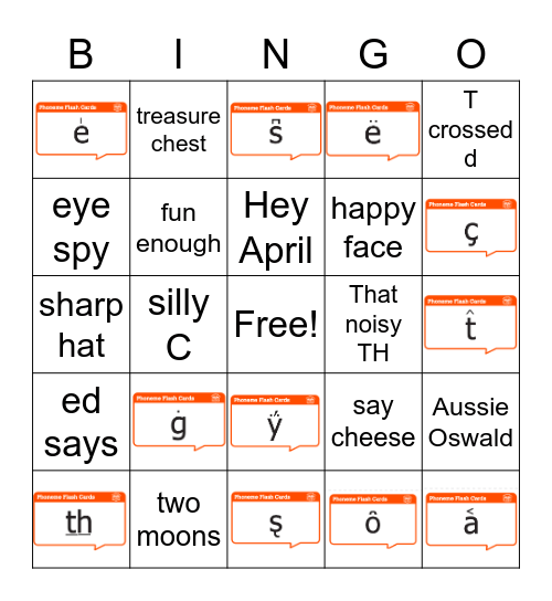 Readable English-Glyphs Bingo Card
