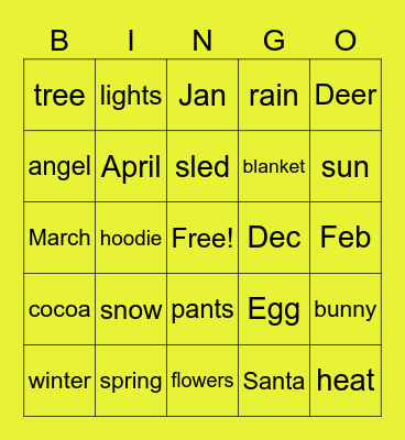 winter bingo Card