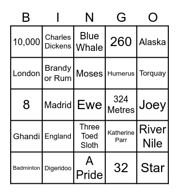 Memory Lane Bingo! Bingo Card