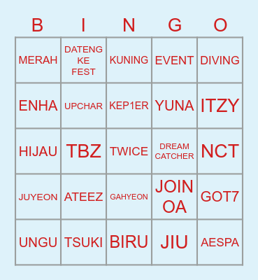 PUNYA GFAHYEON Bingo Card